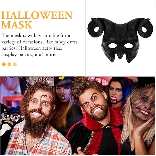 Miniatura 3 de ibasenice Máscara de cabra de Halloween, máscara de animal, cosplay, animal, carnero, cuerno, tocado, disfraz de cabra para mascarada, fiesta de