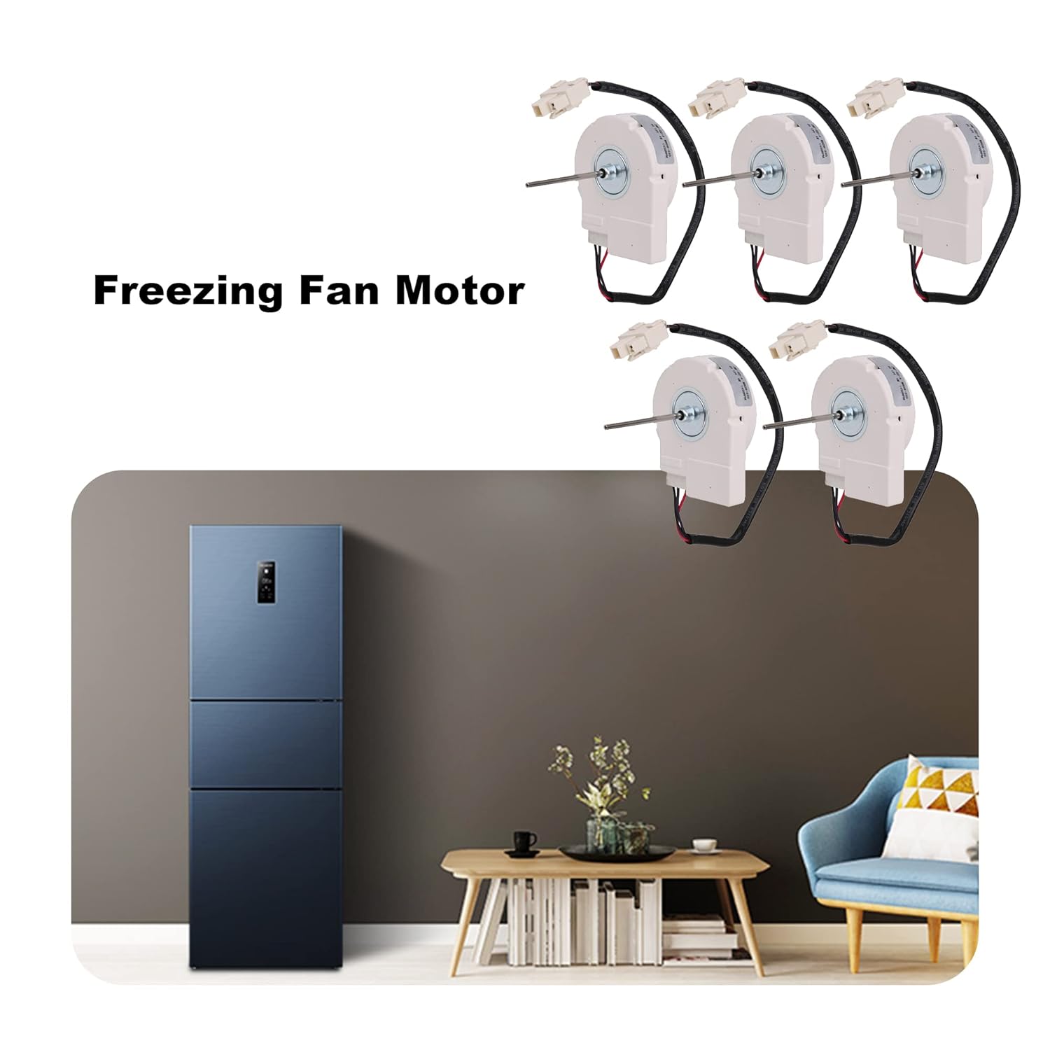 50240401000Q- Refrigerator-Evaporator-Fan-Motor Replacement for Samsung-Freezing-Fan-Motor-Replaces 5304498691, 50240401000Q, A62M12SI, 50240401000QRC DC12V 4W by Emptty (5pcs)