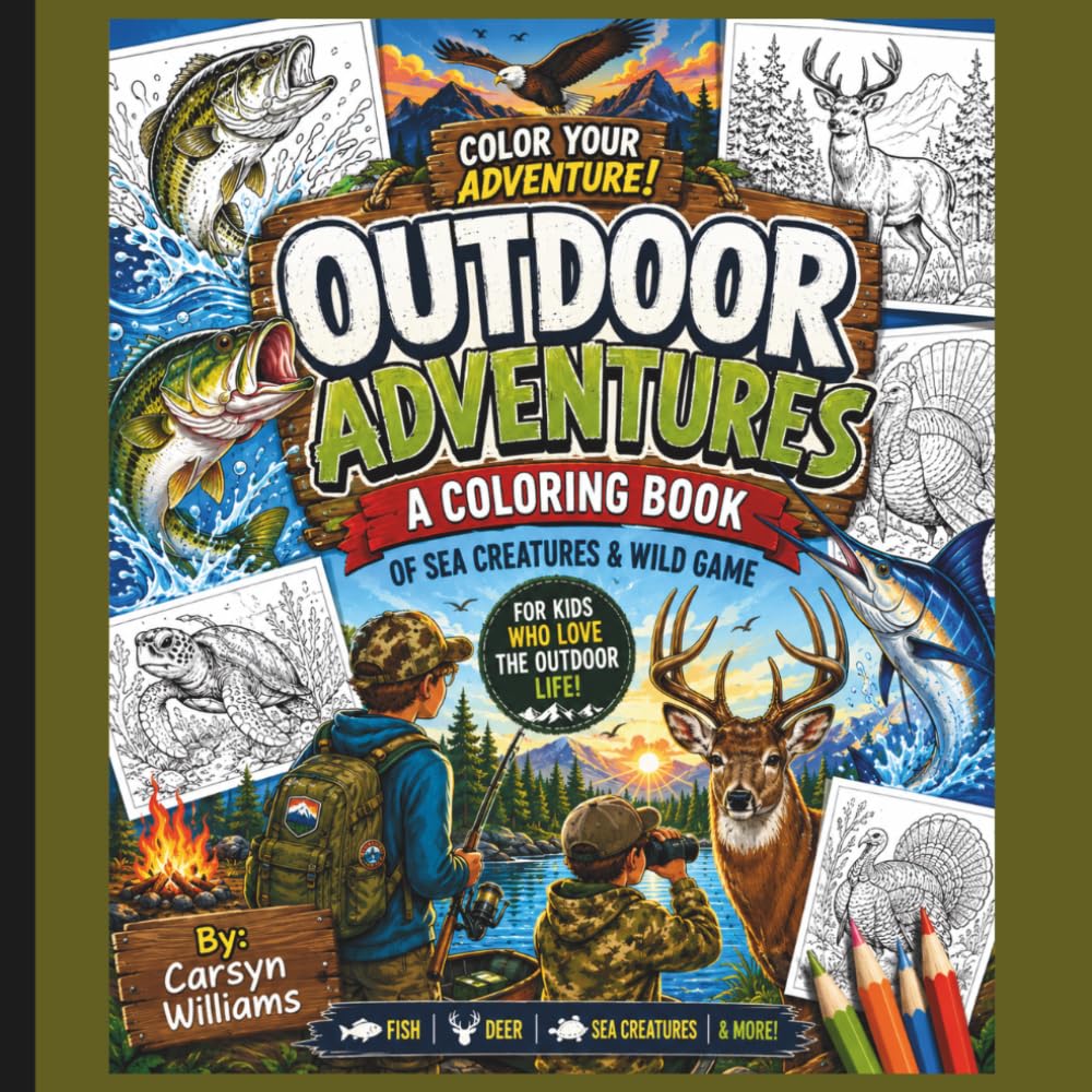 Outdoor Adventures: A Coloring Book Of Sea Creatures & Wild Game