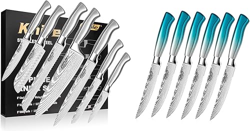 Miniatura 1 de SCOLE Juego de cuchillos de cocina ultra afilados, 7 piezas, cuchillos de carne, juego de 6, azul (paquete de 2 artículos)