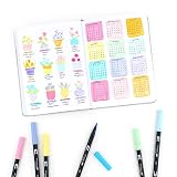 Tombow 56187 Dual Brush Pen Art Markers, Pastel, 10-Pack. Blendable, Brush and Fine Tip Markers