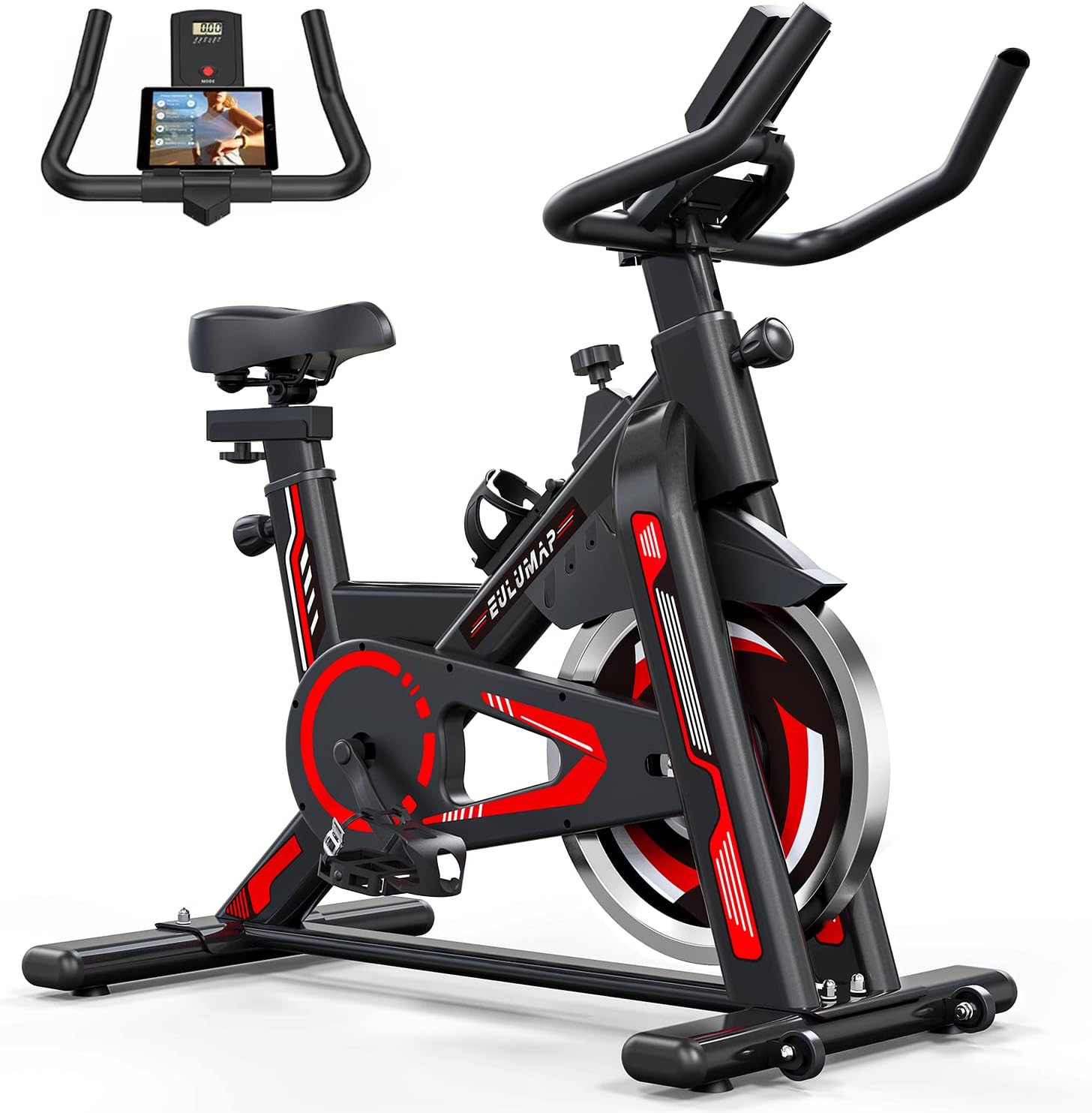 Exercise Bike-Stationary Indoor Cycling Bikes For Home Gym with Ipad Mount &Comfortable Seat Cushion(Red)