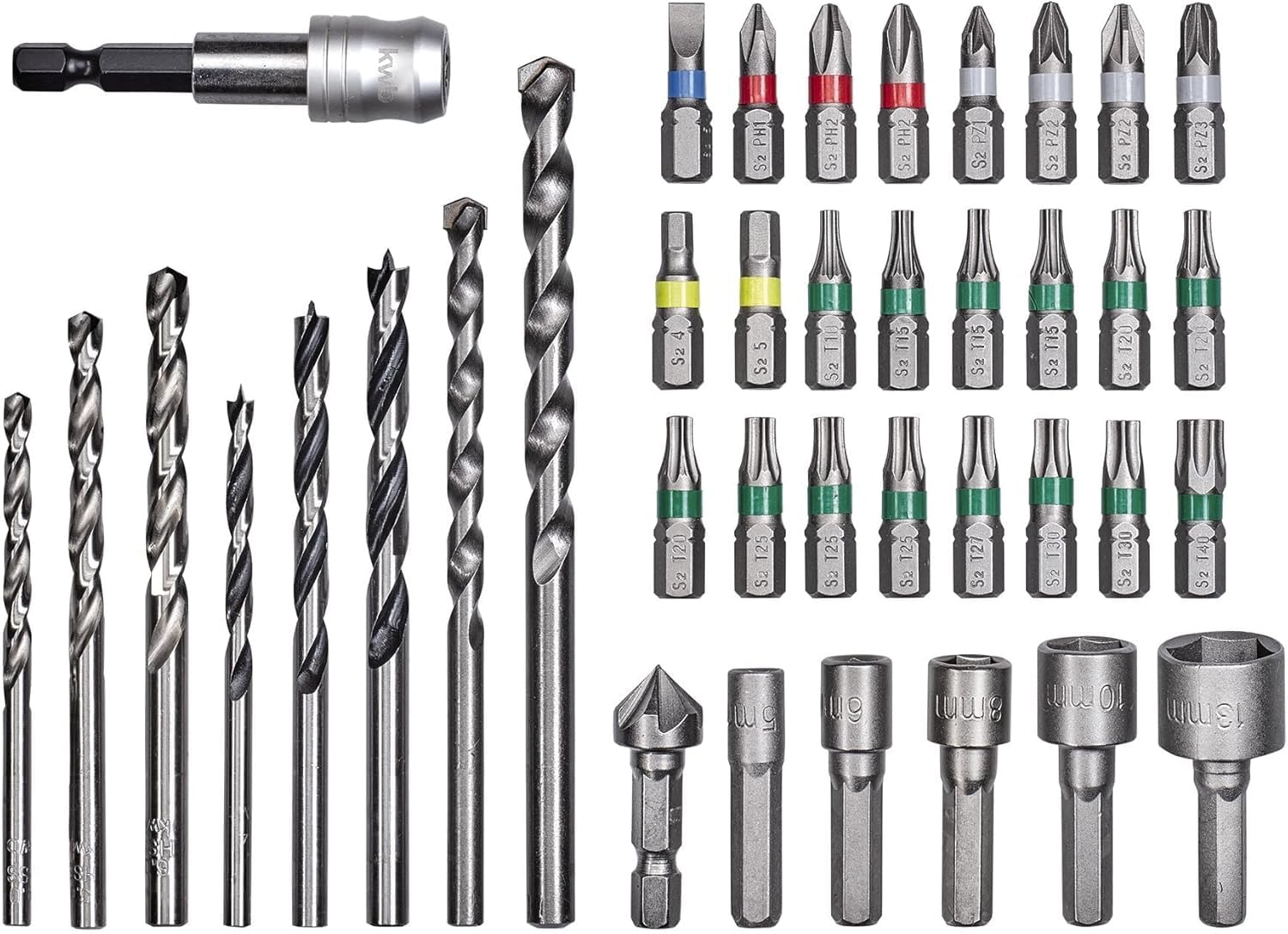 Einhell Kwb Universal Drill Bit Set 39Pc With Case For 1/4 Inch Hexagon Socket