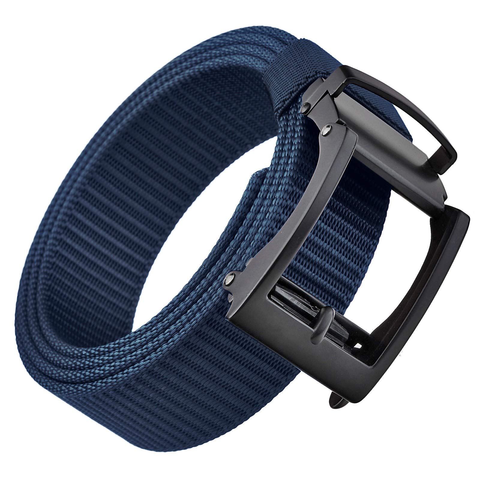 moonsix Ratchet Belt for Men, No Hole Adjustable Military Nylon Web Belt with Automatic Slide Buckle