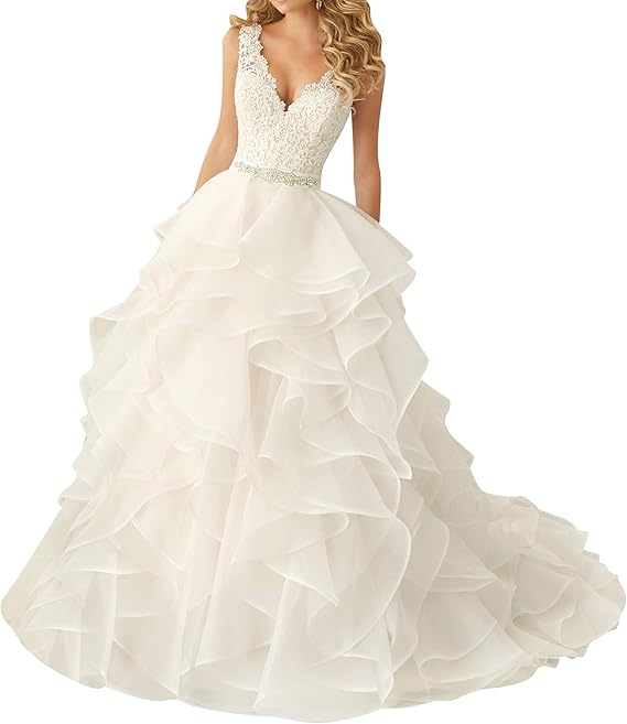 Traumhaftes Brautkleid Mit V-Ausschnitt & Spitze - Elegant Für Standesamt Und Hochzeit