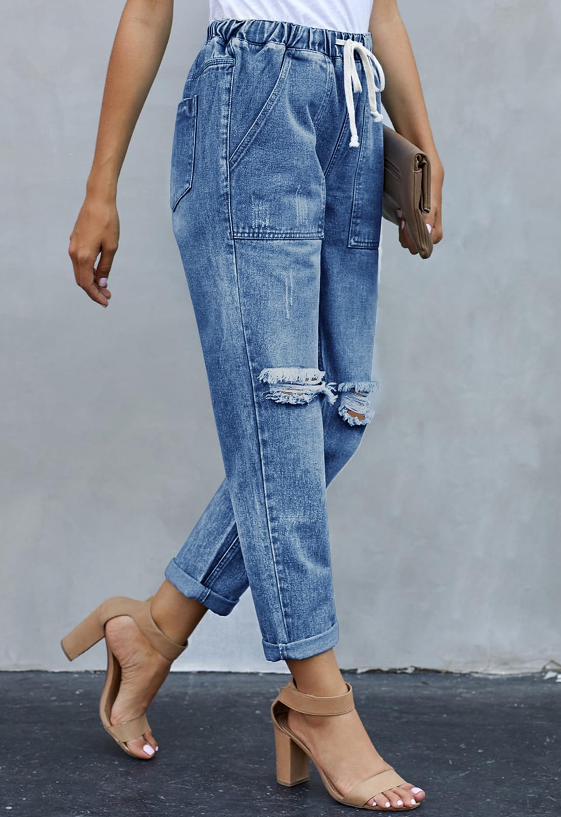 Alaster Queen Jeans da Donna Jeans a Gamba Larga Jeans da Donna a Vita Alta Elasticizzati Blu XXL