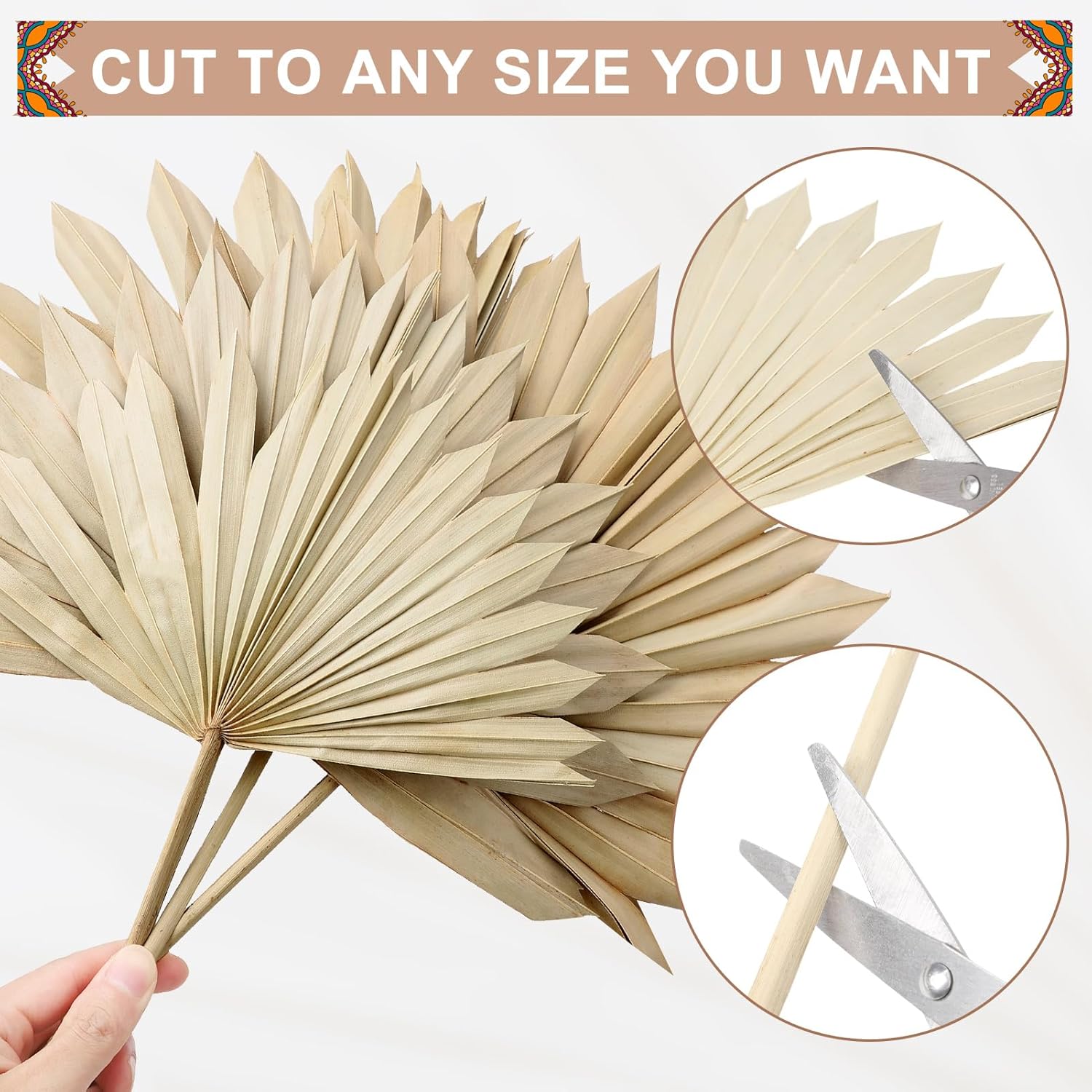 20 Pcs Dried Palm Leaves Small Boho Palm Leaves Decor Natural Dried Palm Fans for Wedding Table Home Bouquets Leaf Party Decorations