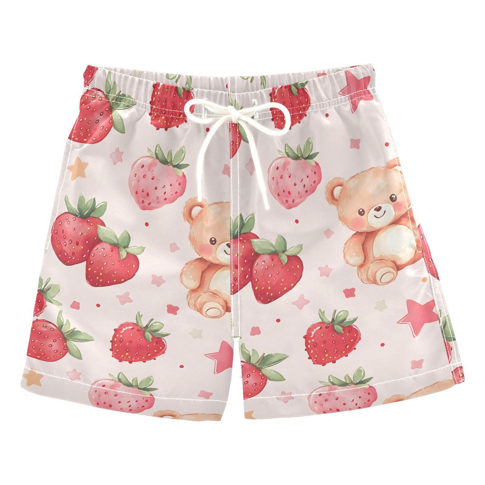 senya Bear Strawberry Star Boys Swim Trunks Toddler Shorts Swimwear Boardshorts