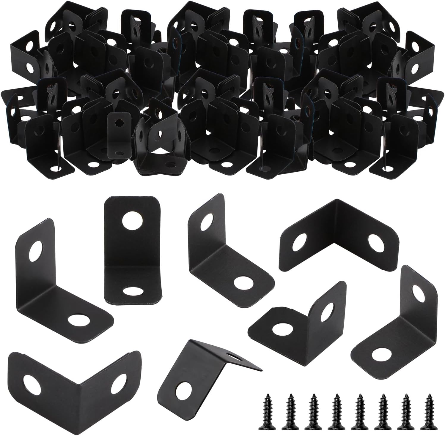 UFURMATE Picture Frame Corner Brackets, 100PCS Small L Shaped Brackets Black Iron