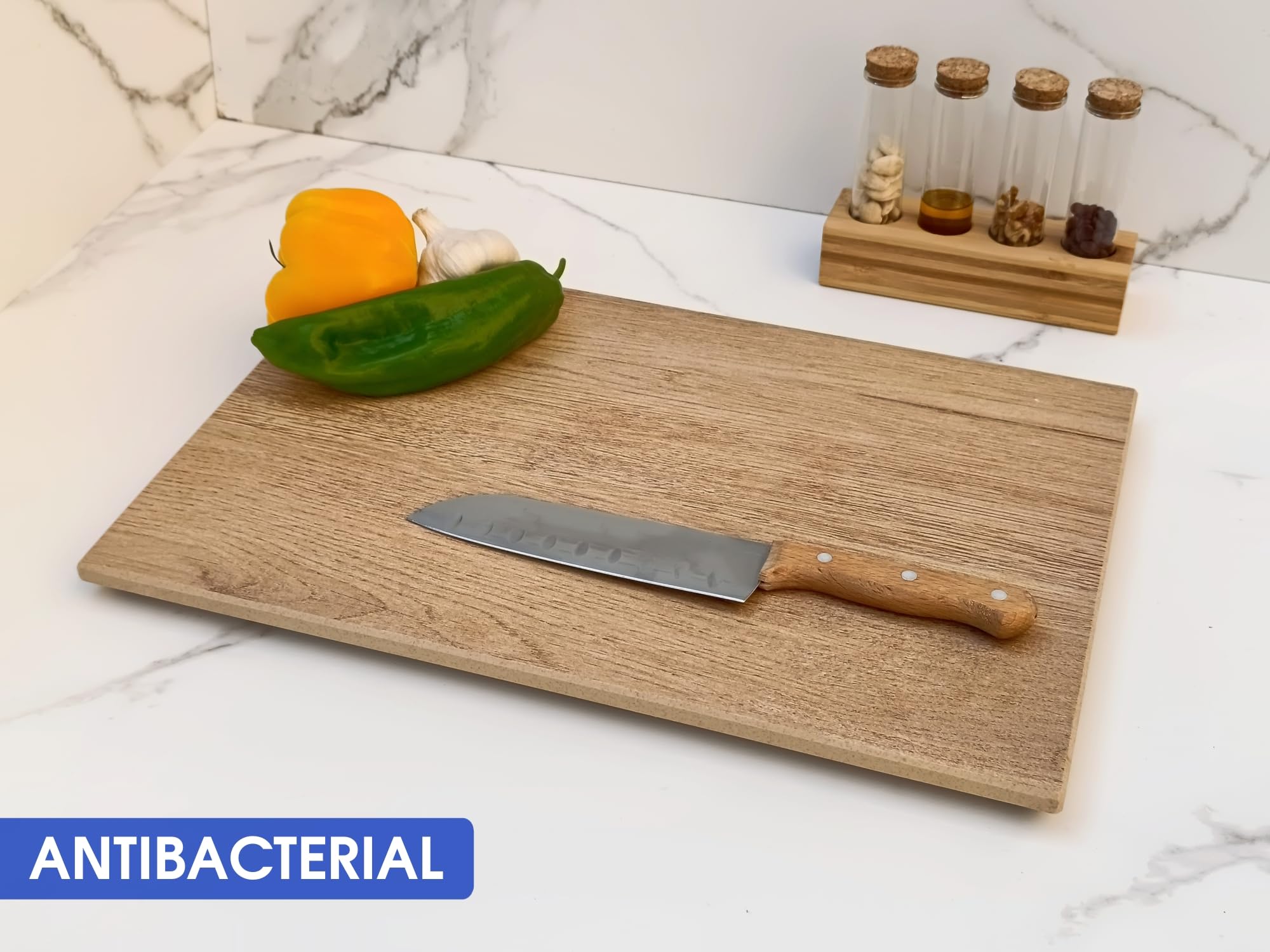 LOANE - Tabla Cortar Cocina - Tabla para Repostería y Amasar, Protector de Encimera, Antibacterial, Fácil de Limpiar, Resistente al Calor y Arañazos, Material Porcelánico (Roble)