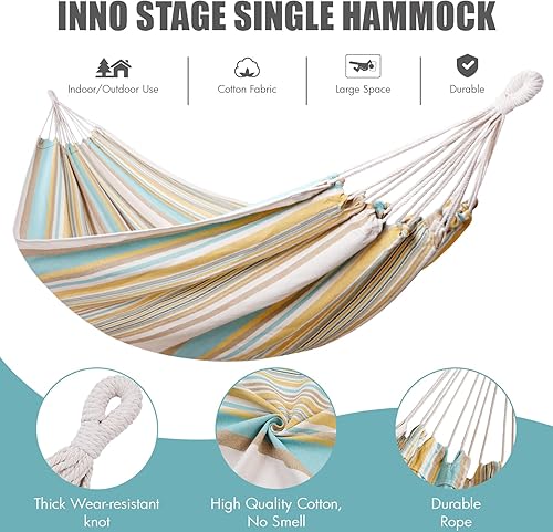 Miniatura 6 de Hamaca brasileña con correas para árboles, hamacas de algodón, hamaca portátil con bolsa de transporte para patio trasero, porche, uso en exteriores
