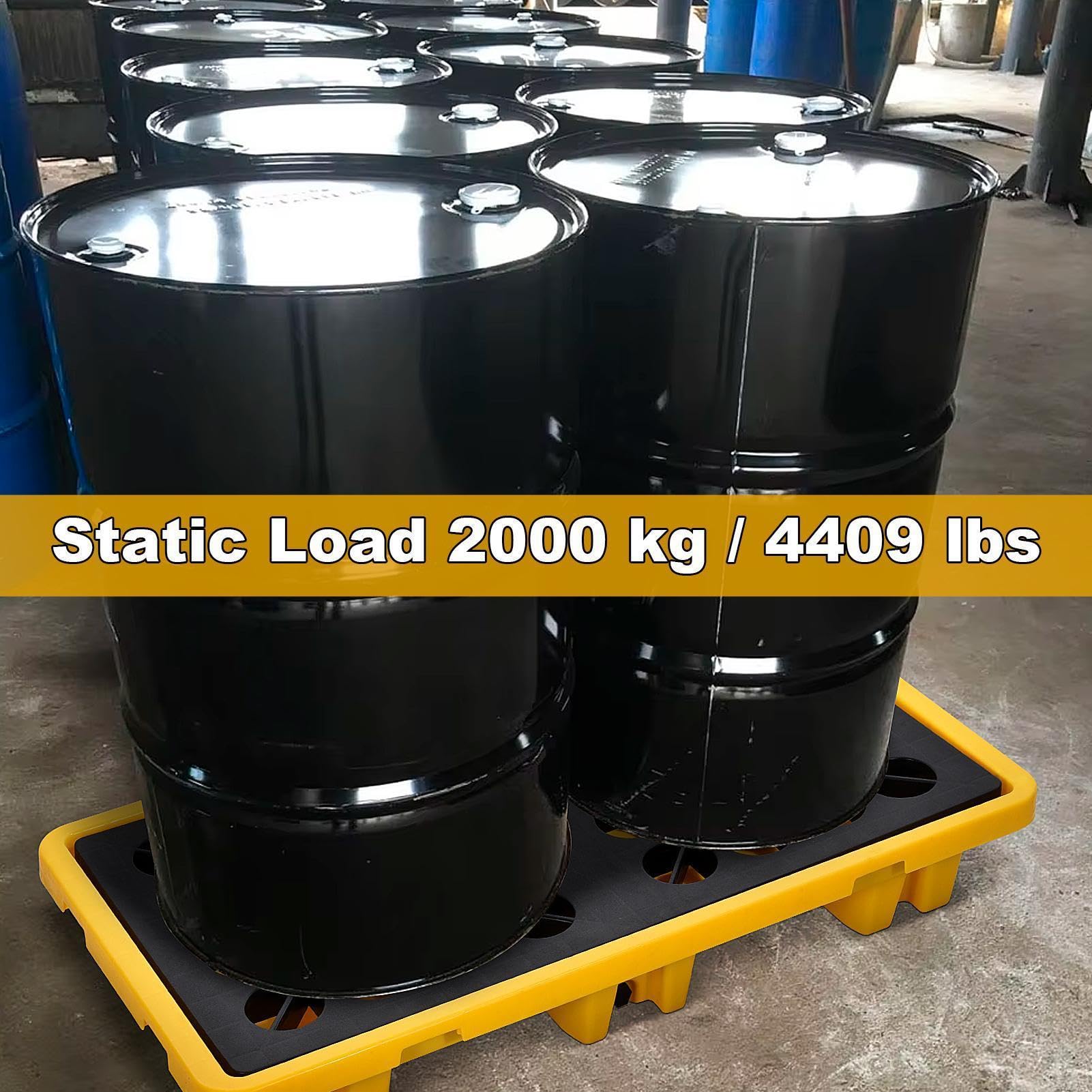 Auslaufsichere Auffangwanne Modular Mit Ablauf, 30 Gallonen, 5000 Lbs Tragkraft, Spill Containment Plattform Aus HDPE, Stapelbar, Für Industrie, Lager & Labor, Ideal Zur Lagerung Von Öl & Chemikalien