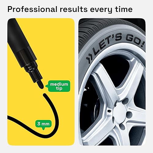 Vista 10 de Bolígrafos metálicos dorados y plateados para pintura de rocas, piedra, cerámica, vidrio, madera, metal, tela, lienzo. Juego de 6 marcadores