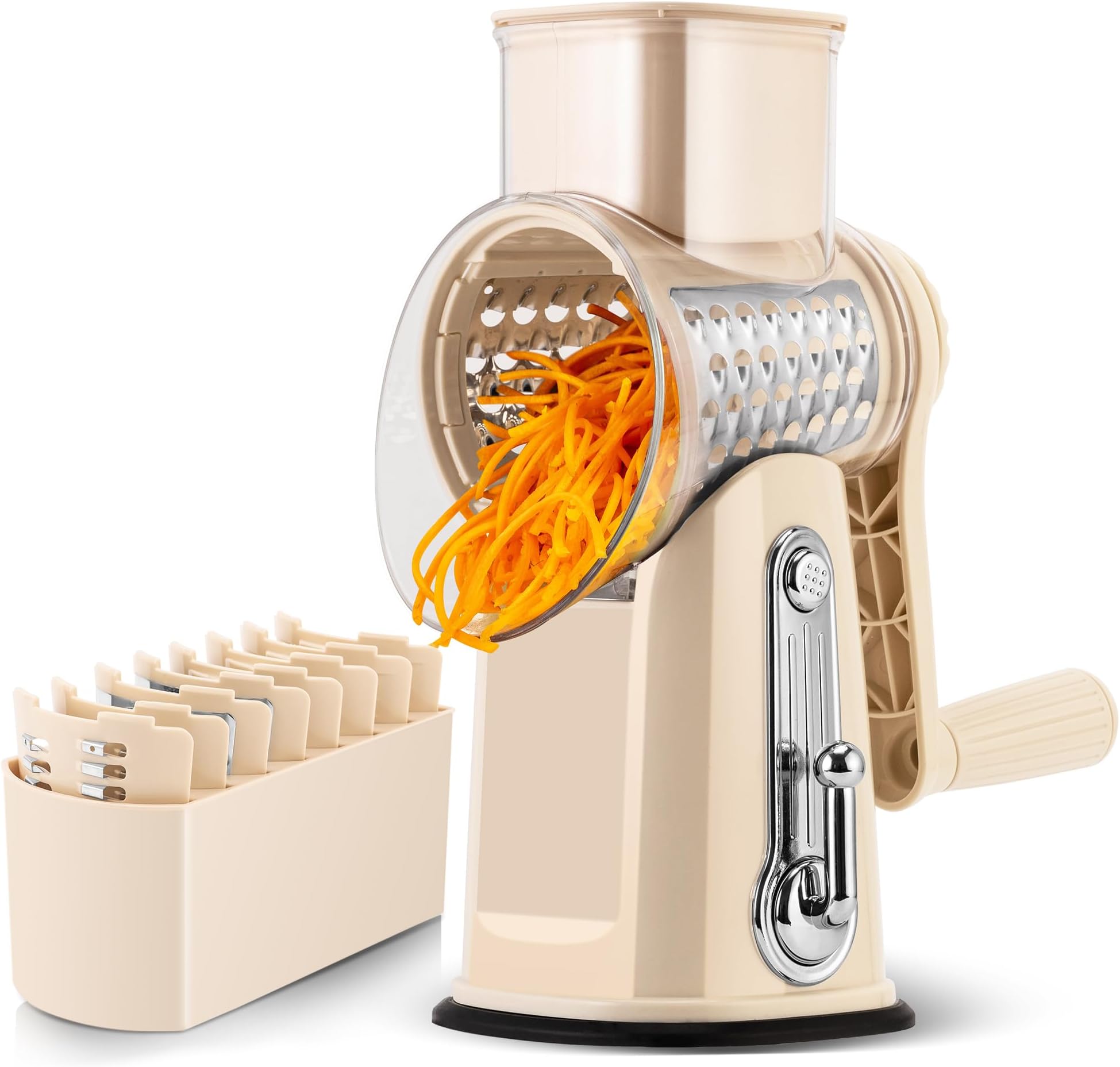 SUSTEAS Rotary Cheese Grater with Handle(Beige)