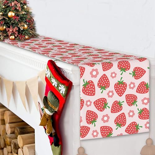 Miniatura 5 de Camino de mesa de Navidad de fresa brillante, decoración de mesa de comedor, decoración de Navidad para interiores, decoración del hogar, caminos de