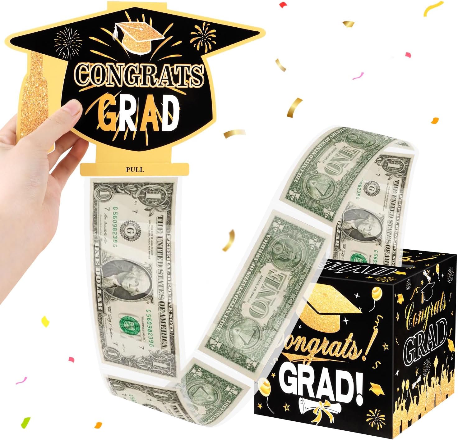 Amazon.com: CCINEE Graduation Money Pull Box for Cash Gift, Black Gold ...
