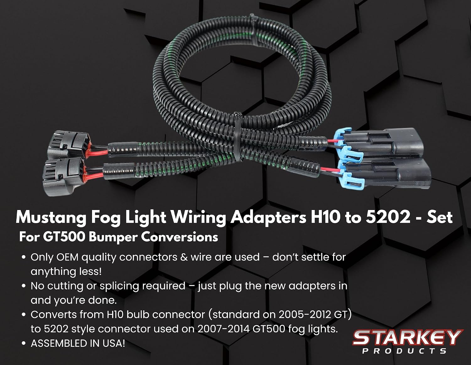 Starkey Products Fog Light Adapters for GT500 Bumper Conversion Set (H10) - Compatible with Ford Mustang 2005-2014