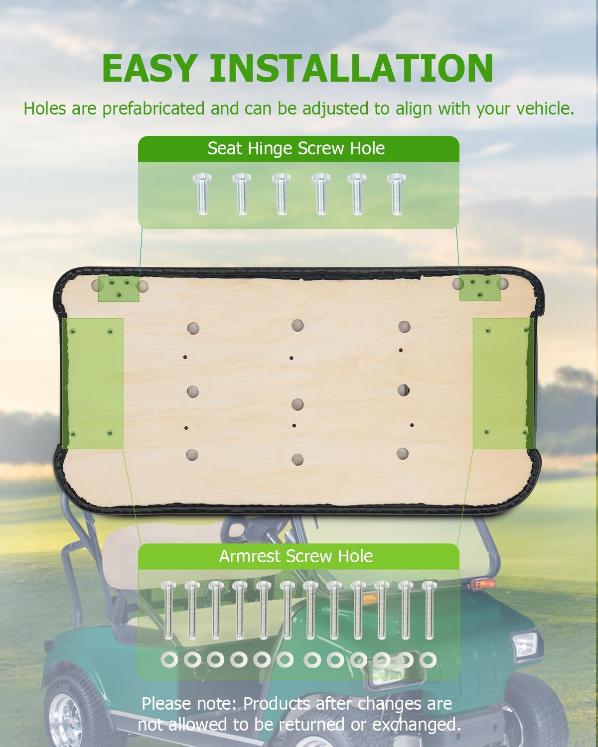 SCITOO Replacement Cushions for Golf Cart Front Seat, Golf Cart Cushion Seat for EZGO TXT