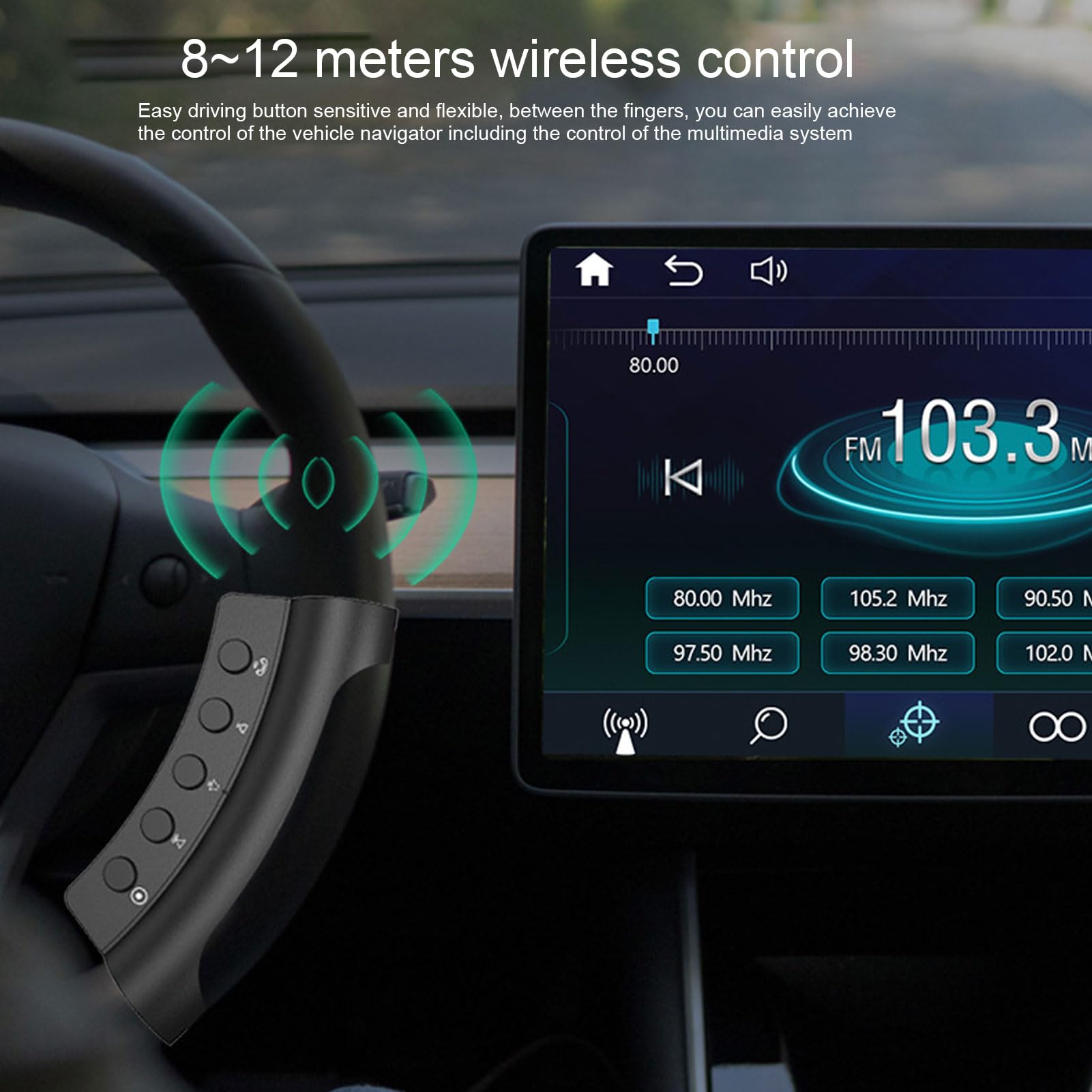 Telecomando Al Volante, Pulsanti Sul Volante di Controllo Wireless 10 Tasti Controller per Lettore DVD GPS per Autoradio Universale Multifunzionale