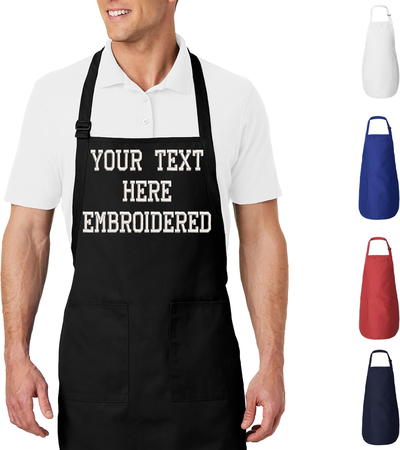 Personalized Chef Apron, Add a Name Embroidered Design, Add Your Own Name, Adult Bib Customized Aprons 6 colors available
