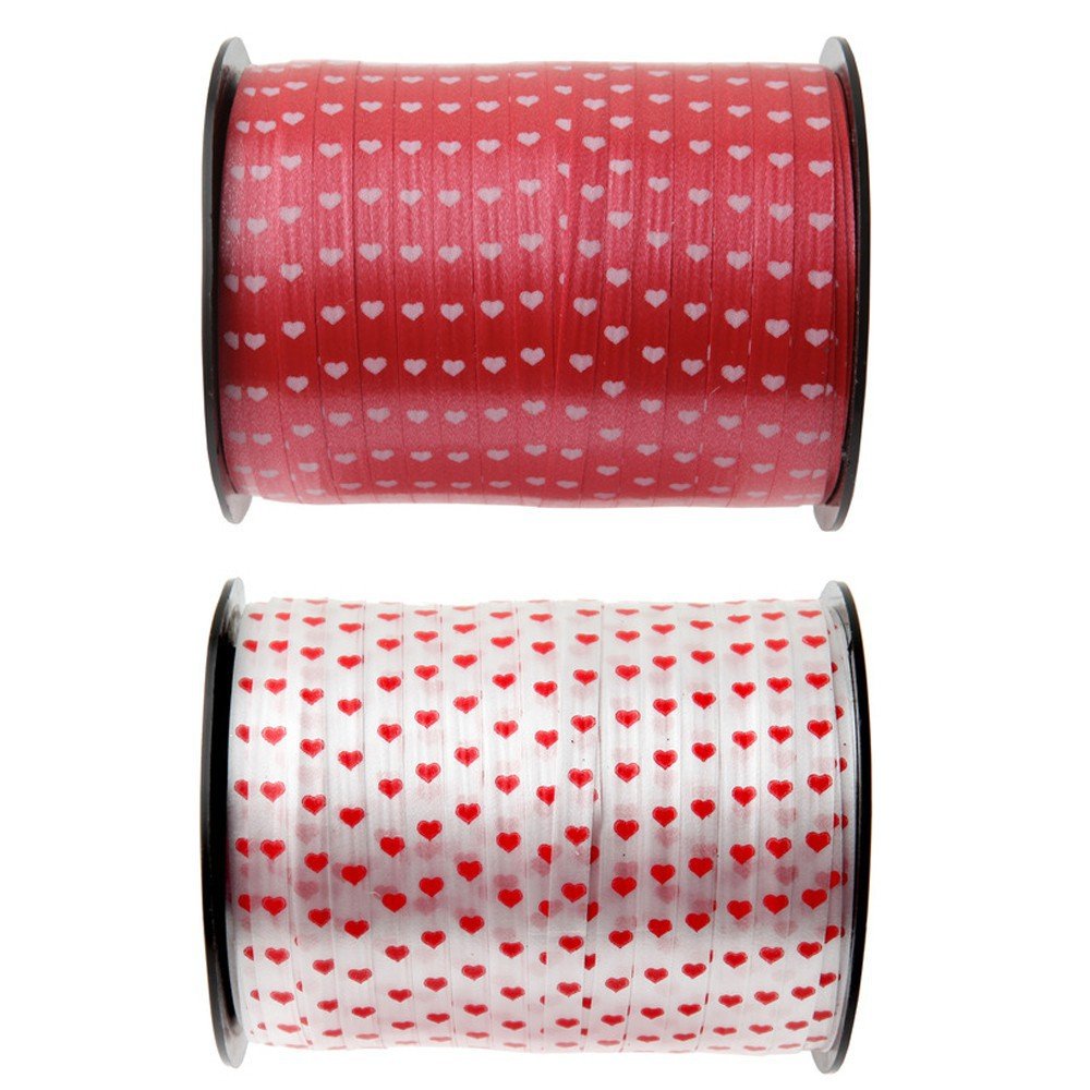 Curling Ribbon Heart 7.5 mm x 50 m White Heart Garland Heart Ribbon - 3994 - Image 2