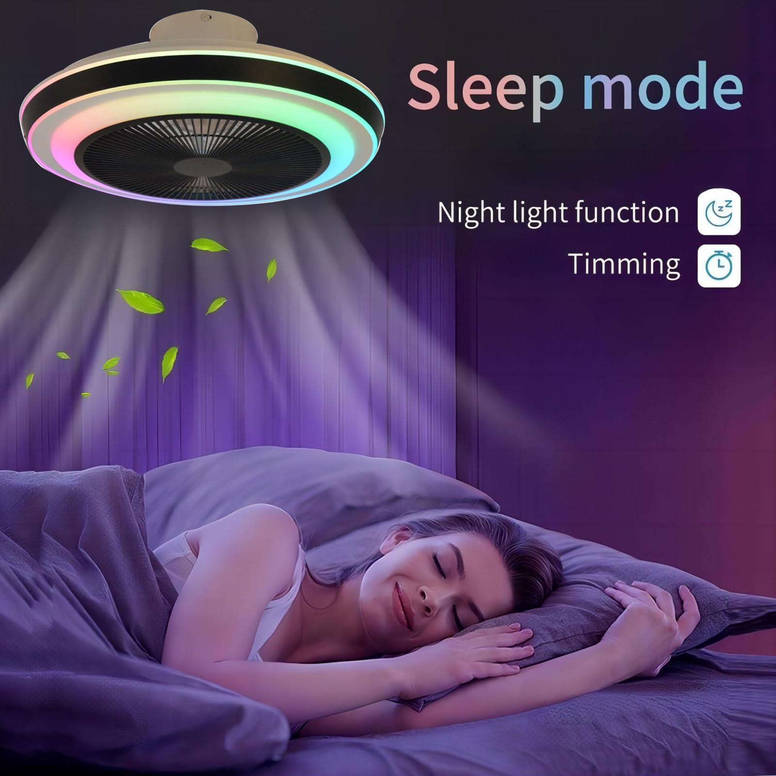 Ventilatore Da Soffitto Con Luce LED E Bluetooth - RGB, Dimmerabile, Telecomando, Per Casa E Ufficio - Foto 7