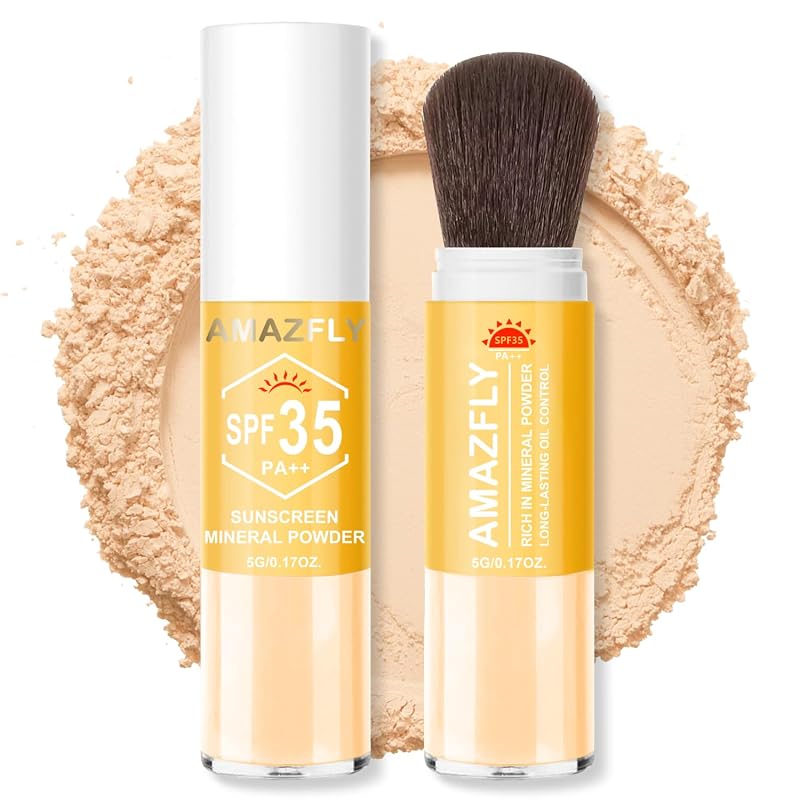 Protetor solar facial mineral em pó com pincel GADMLURY SPF 35, tom #05 Medium