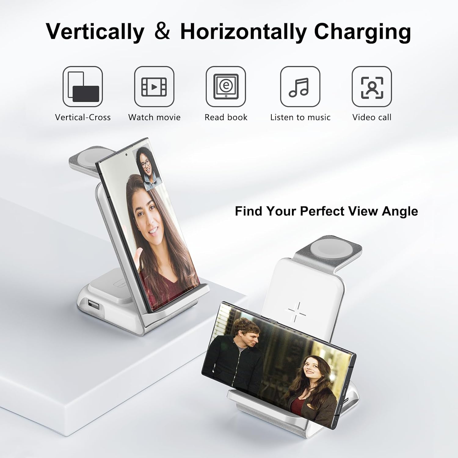 Wireless Charging Station for Samsung - Fast Charging Wireless Charger for Galaxy S23 Ultra/S23/S23+/Z Flip/Fold 5/4/3/iphone/Android Phones, Galaxy Watch 6/5 Pro/5/4/3 & Buds.(White)