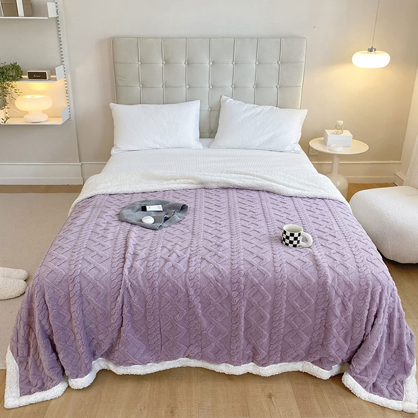 Sherpa Plaid Fleece Throw Blanket, Double-sided Super Soft Luxurious Bedding Blanket, Warm Sherpa Fleece Blanket Thick Throw Soft Plush Fluffy, Lightweight, Perfect for Sofa, Camping,#1,100x150cm