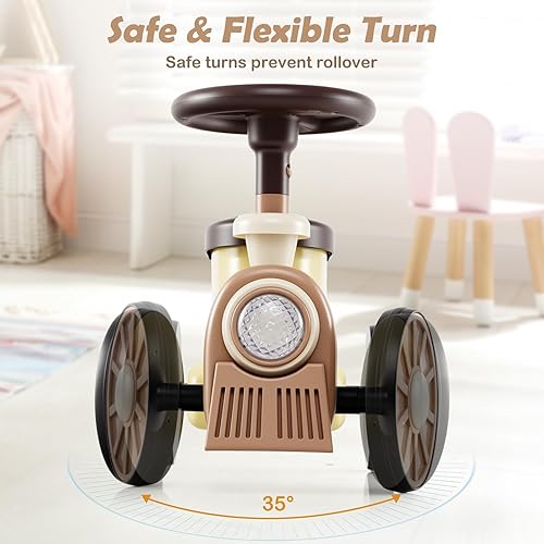 Miniatura 8 de OLAKIDS Auto de empuje para niños, auto deslizante de pie a piso con sonido de silbato de tren, almacenamiento debajo del asiento, regalo de