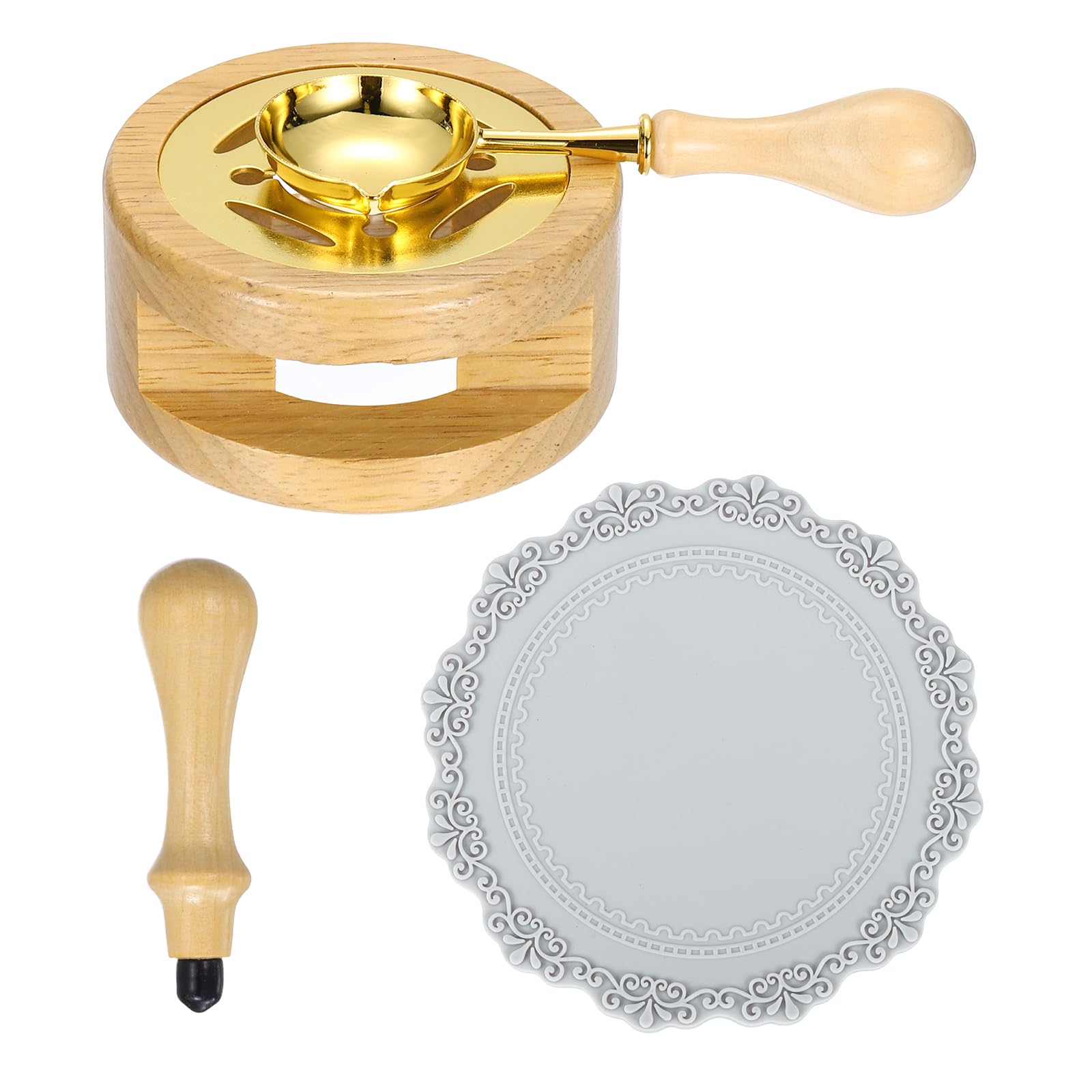 PATIKIL Wax Stamp Seal Kit Include Sealing Warmer, Melting Spoon, Silicone Pad, Stamp Handle