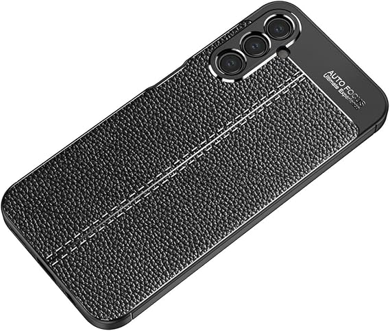 Ehr. Samsung Galaxy S23 FE Uyumlu Kamera Korumalı Deri Görünümlü Silikon Kılıf (Siyah, Samsung Galaxy S23 FE)