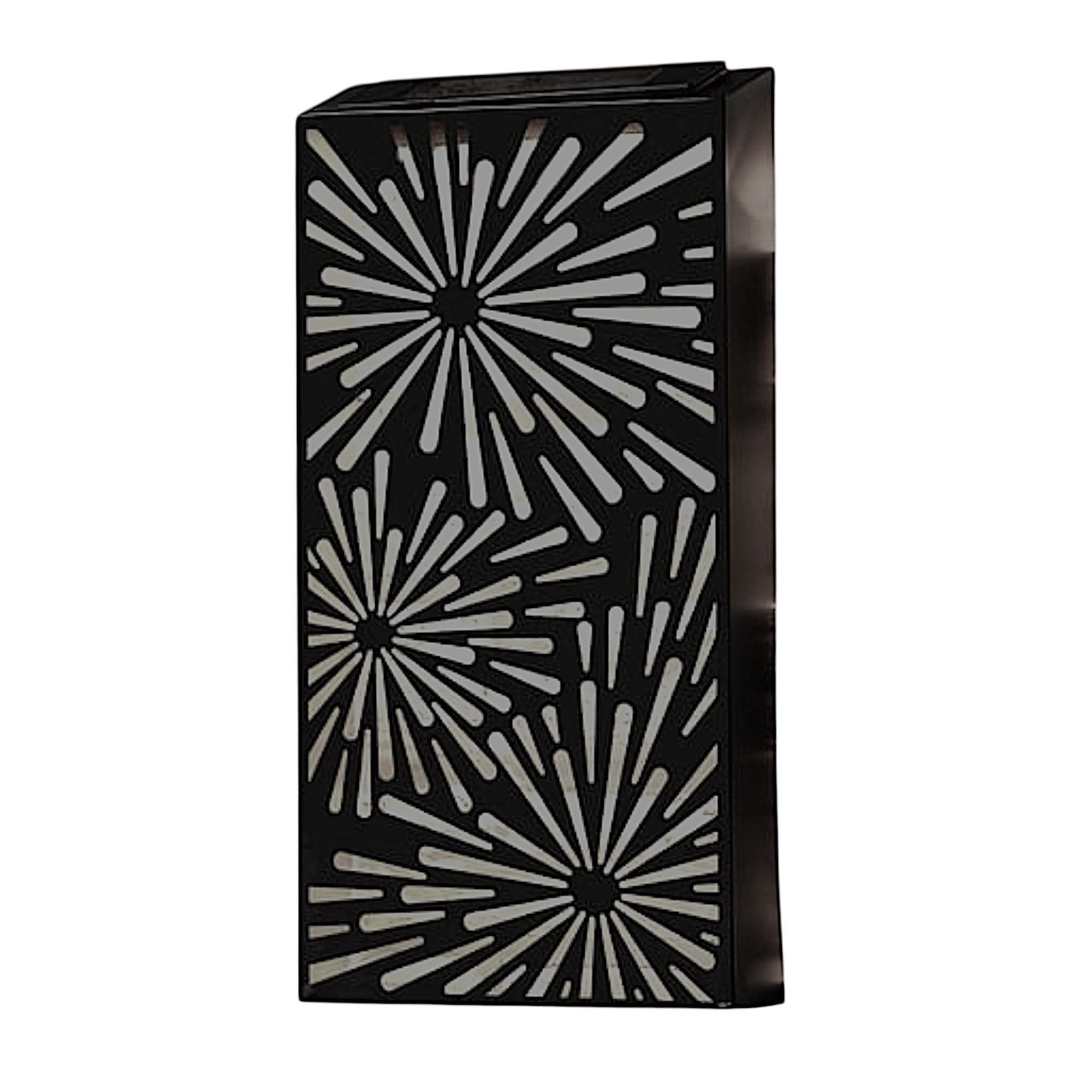 Solar Wall Light Outdoor Metal Art Panel Warm White LED Bird & Firework Cut-Out Design Waterproof Decorative Garden Lighting Easy to Install Rechargeable Battery 37 x 19 cm (Style 2 Swirril)