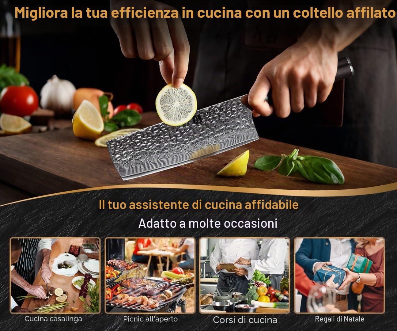 XINZUO 17cm Coltello Nakiri da Cucina -67 Strati Acciaio di Damasco Coltello da Cuoco Professionali -Adatto per Tagliare Carne, Pesce, Verdura e Frutta -Manico in Legno di Pakka -He Serie
