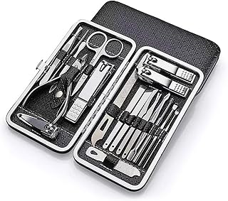 19-in-1 Nail Clippers & Manicure Pedicure Set for Men, Stainless Steel Professional Grooming Kit with Black Leather Case, Complete Nail Care Tools-picture-12