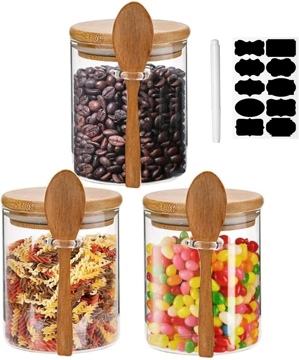 Yalucky Glass Jars with Airtight Lid and Spoon,Glass Food Storage Jars