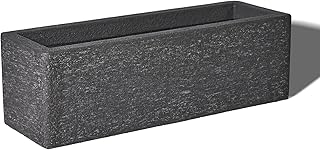 24 Inch Rectangular Concrete Planter,Durable All-Weather Use with Draina...