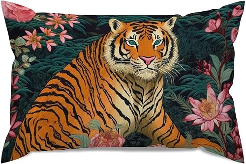 Vista 349 de ArogGeld Chinoiserie - Funda de cojín con estampado de leopardo y guepardo fucsia, con manchas de animales de vaca, color rosa oscuro, decoración