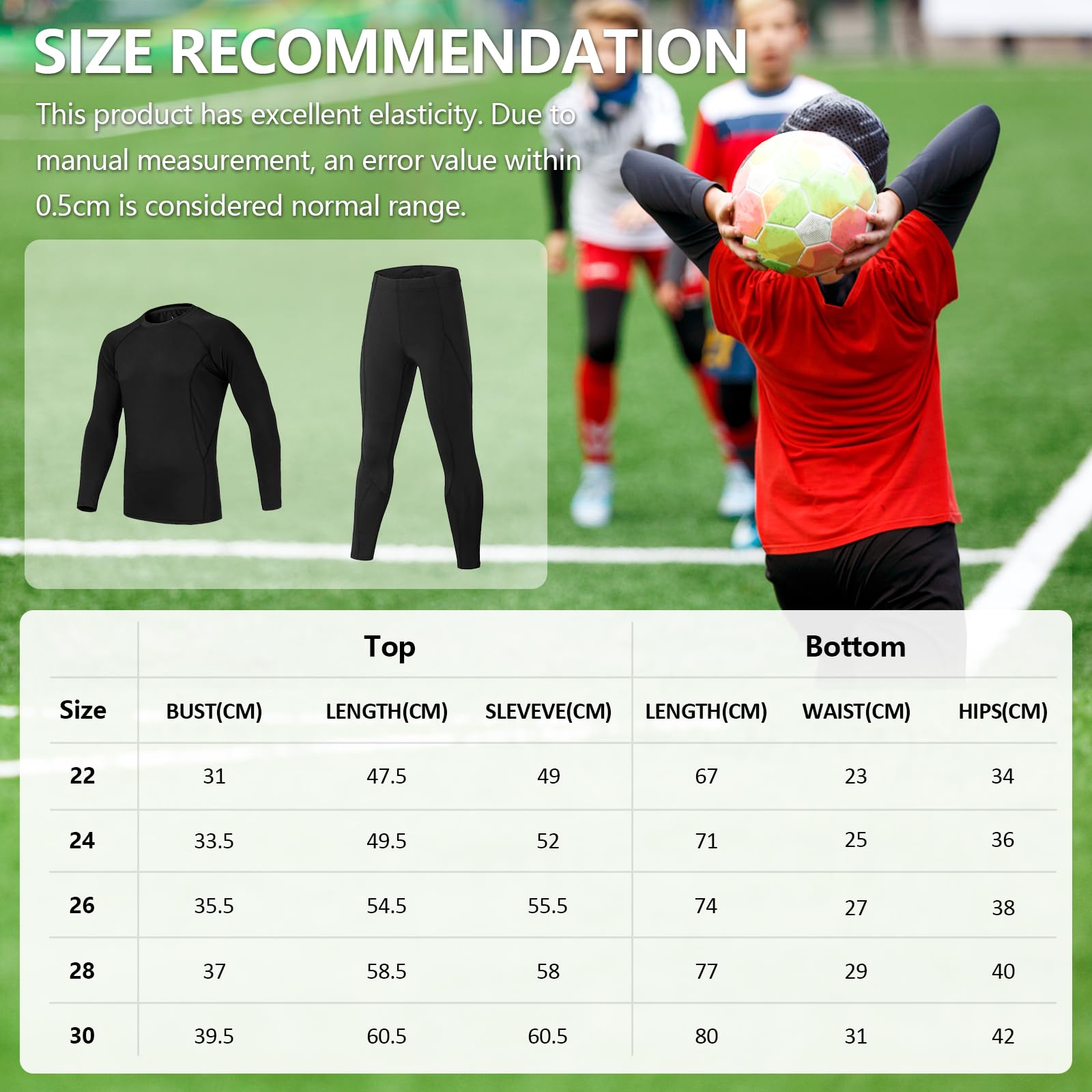 TBoonor Ropa Térmica Infantil Transpirable para Esquí y Fútbol