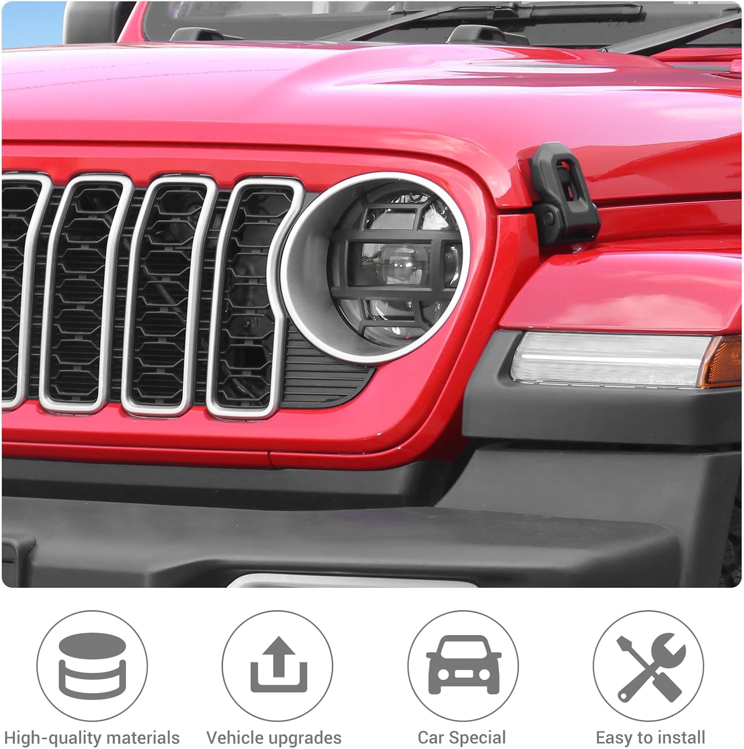 JeCar Headlight Covers for Jeep Wrangler JL JLU Gladiator JT 2018-2023 Black Head Lights Guard Trim (1Pair)