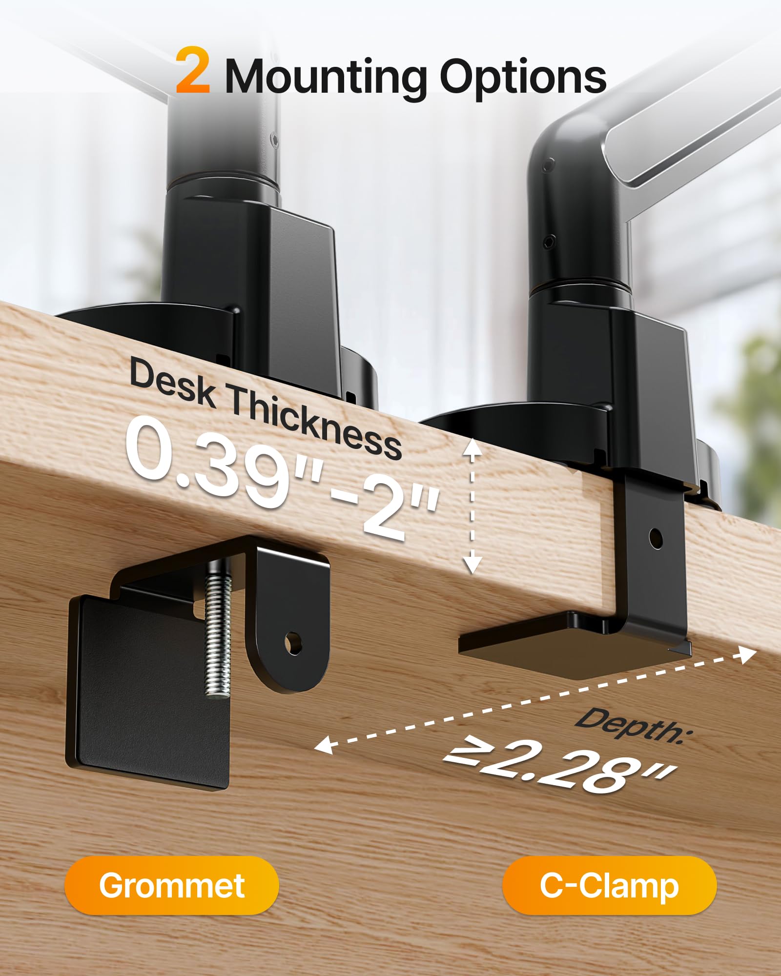 monTEK Braccio singolo per monitor con USB A/C, supporto regolabile per impieghi gravosi per schermi da 17″ a 40″, braccio Full Motions molla meccanica può contenere fino a 12 kg, VESA 75x75/100x100
