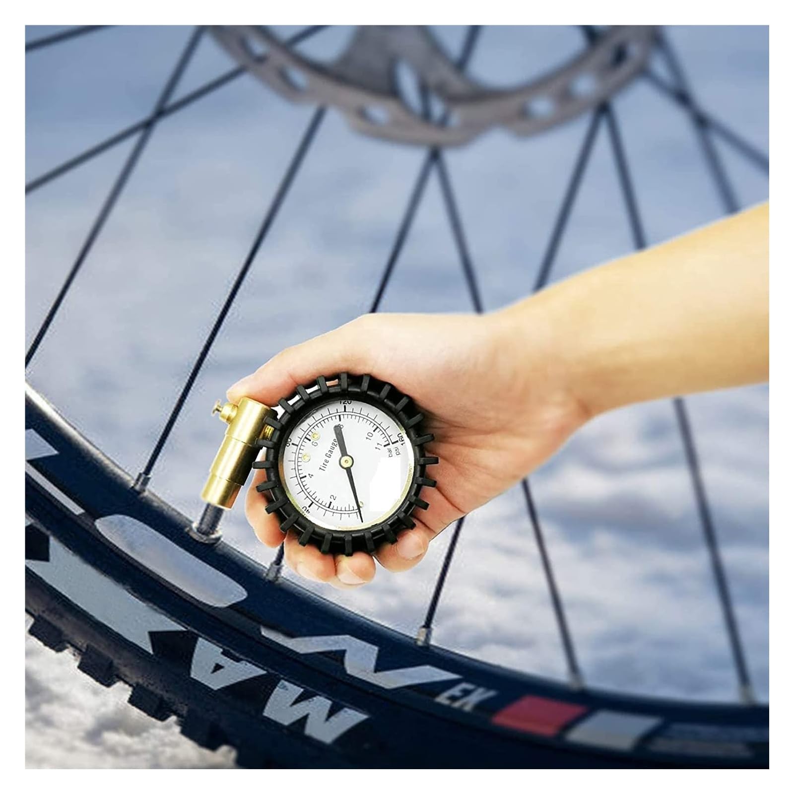 Manometr Zaworu Nadmiarowy Ciśnienia Powietrza Dla Opon Rowerowych Szosowych Zakres Do 160 PSI 30 BAR Rowerowy(160 PSI 11 BAR)