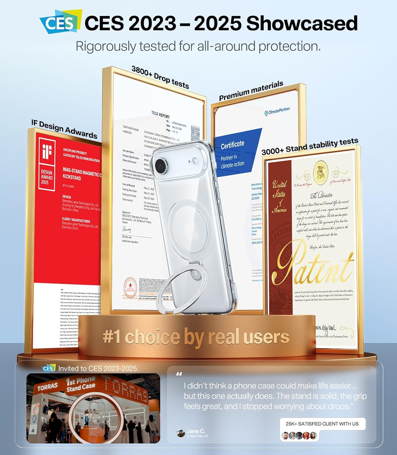 TORRAS for iPhone Air Case, Slim Magnetic Stand, Open-Edge Thin Frame Fit, Hard PC, Fit for MagSafe, Anti-Yellowing Phone Case for iPhone 17 Air, Daily Protection, Clear - Image 2