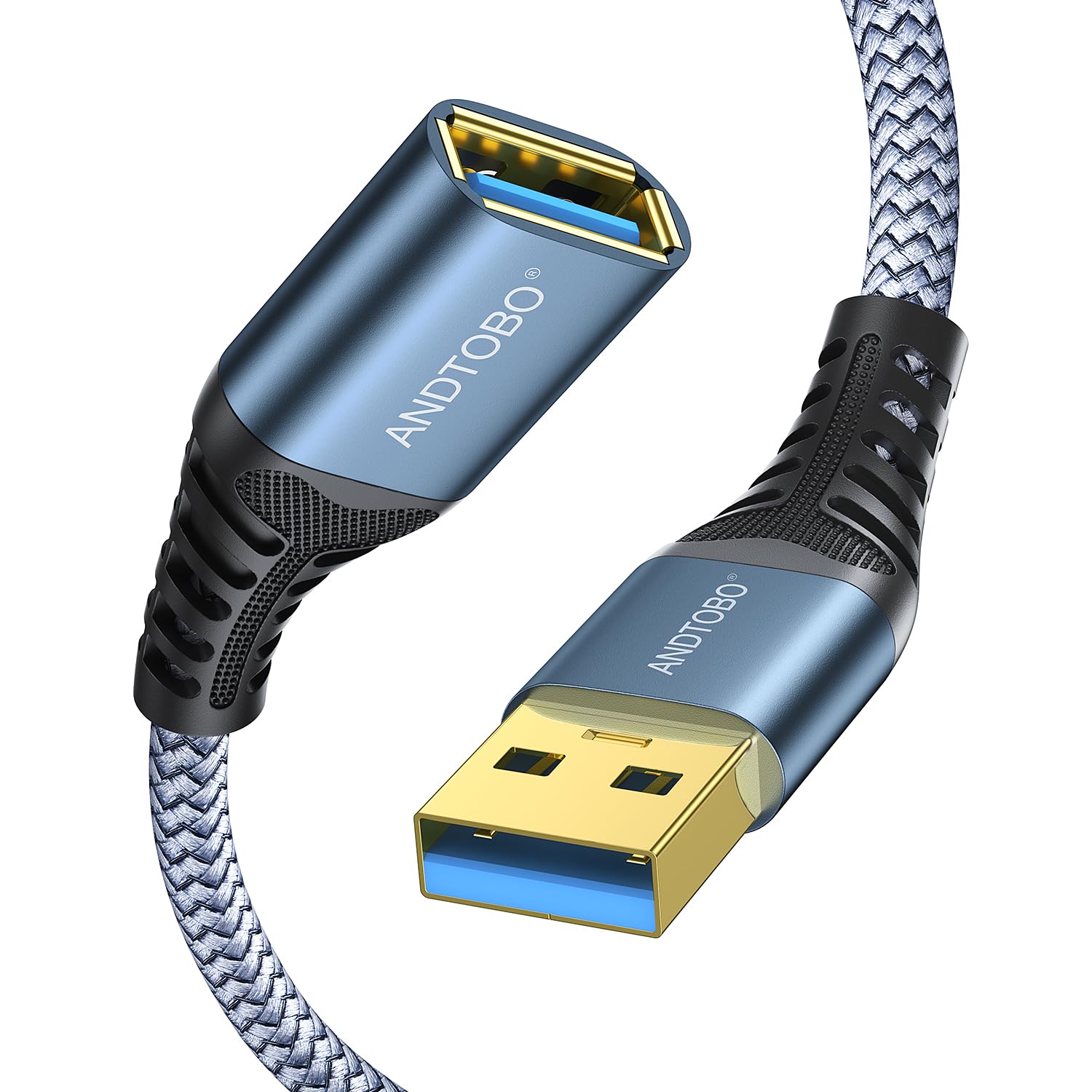 ANDTOBO Cavo Prolunga USB 3.0 1M, USB 3.0 Tipo A Maschio a Femmina Cavi di Estensione Trasferimento dati ad alta Velocità 5Gbps Compatibile con Gamepad, Stampante, Webcam, Tastiera USB, Unità flash