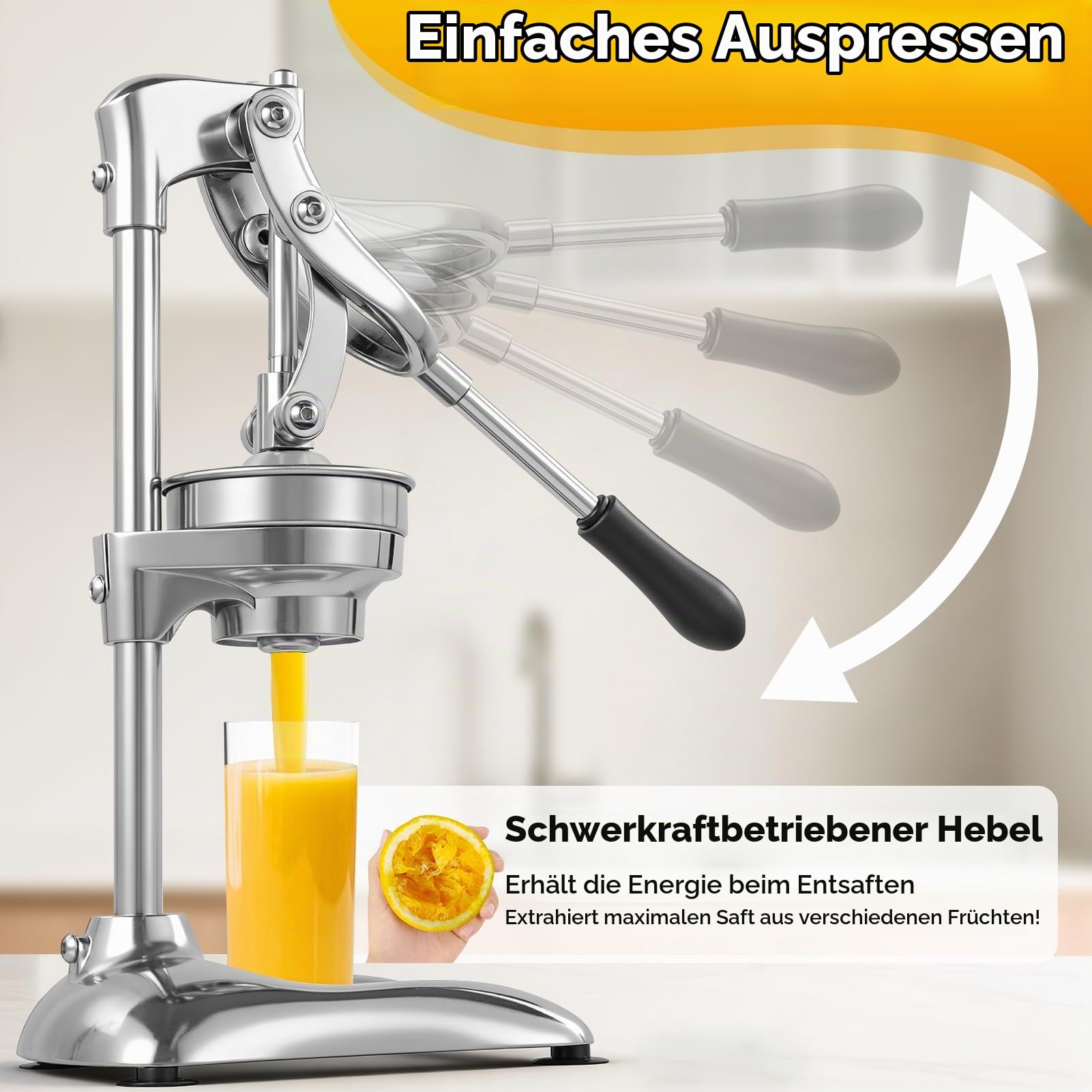 Saftpresse Manuell, Orangenpresse Handpresse, Leicht zu Reinigende Zitruspresse mit Konischer & Flacher, Cast Iron Juicer, Manual Entsafter für Orange, Zitrone und Obst