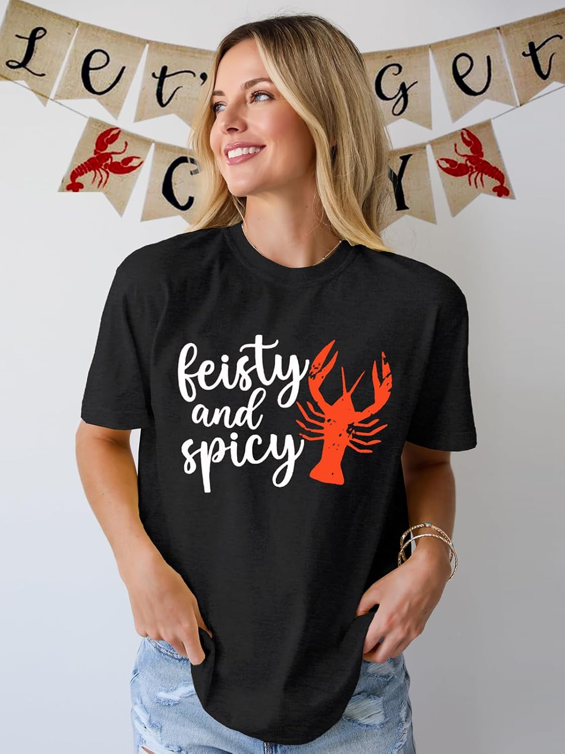 Womens Crawfish Shirt Funny Spicy Crawfish Tshirt Short Sleeve Louisiana Boil Festival Tee - Image 3