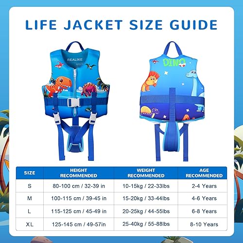 Miniatura 10 de REALIKE Chaleco de natación para niños pequeños, correa de seguridad ajustable, ayuda para nadar para niños pequeños, traje de baño flotante,