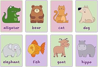 مجموعة بطاقات تعليمية على شكل حيوانات، 14 شخصية كرتونية لطيفة، بطاقات تعليمية للاطفال