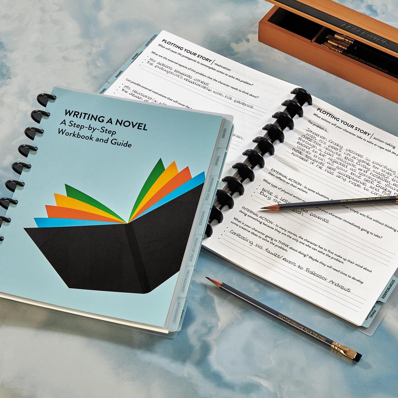 Levenger Master Class: Circa Writing a Novel Discbound Notebook - Letter size (11 discs) - ingenious exercises and brainstorming worksheets are designed to unlock the imagination and unleash creativity
