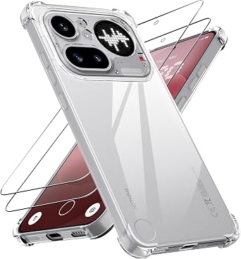 Case for Nothing Phone 4a Pro Clear Case with 2 Pack Built-in Screen Protector,Shockproof Soft TPU Bumper and Hard PC Back Phone Case,Non-Yellowing,Drop Protection,Slim Fit Cover Case.